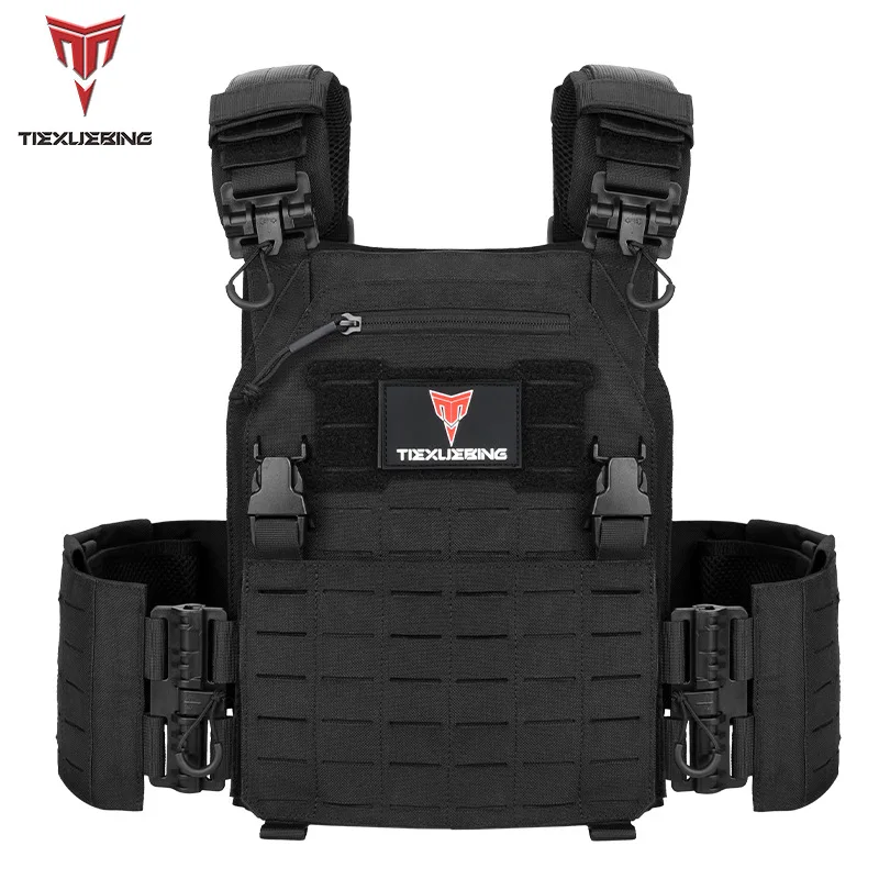 TIEXUEBING Cycling Vest Laser Cut MOLLE Quick Release Adjustable Breathable Water Resistant Carrier for Outdoor Riding Training