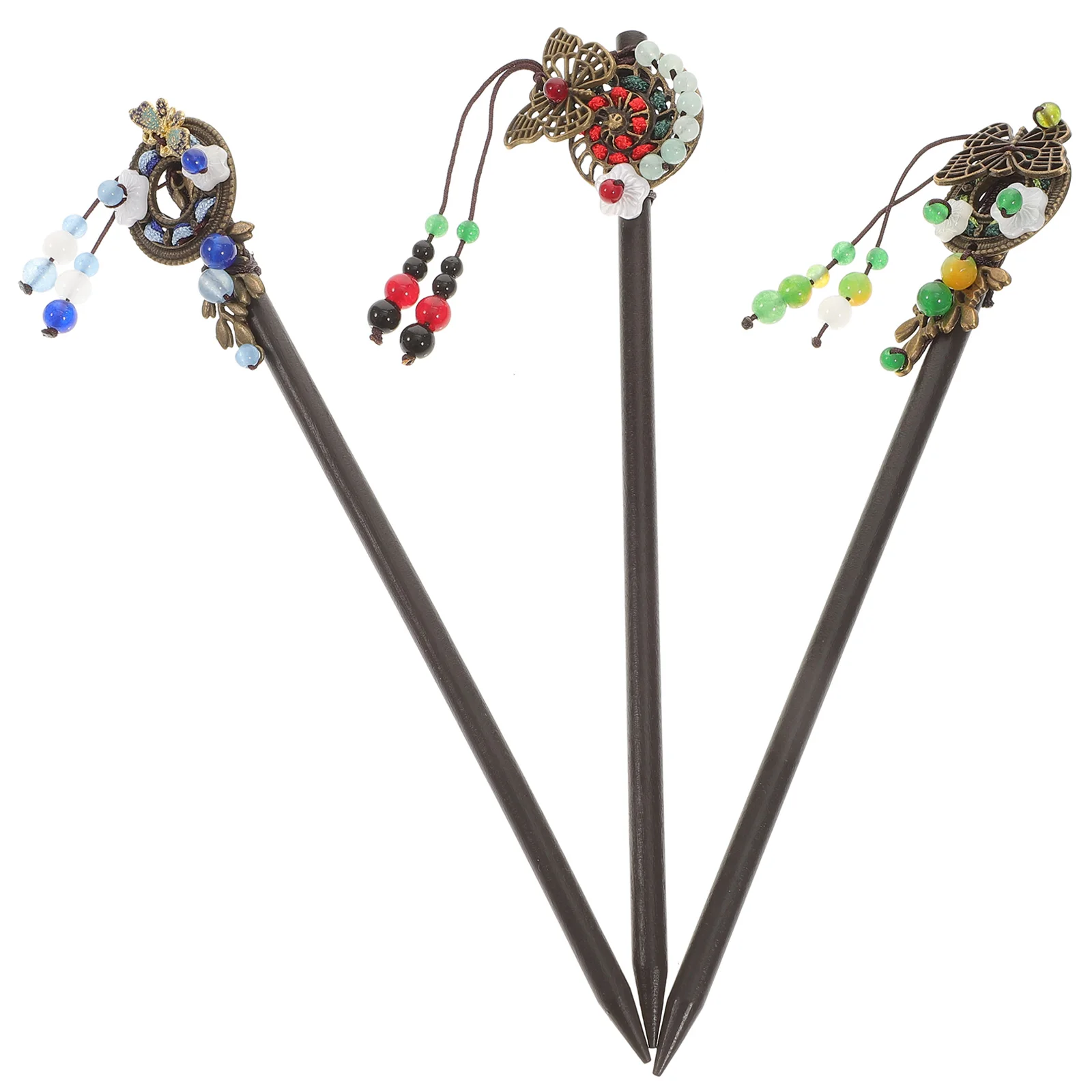 

3pcs Ethnic Style Hairpin U Shape Floral Ancient Asian Chopsticks Picks Decorative Wooden Stick Women Elegant Wedding Birthday