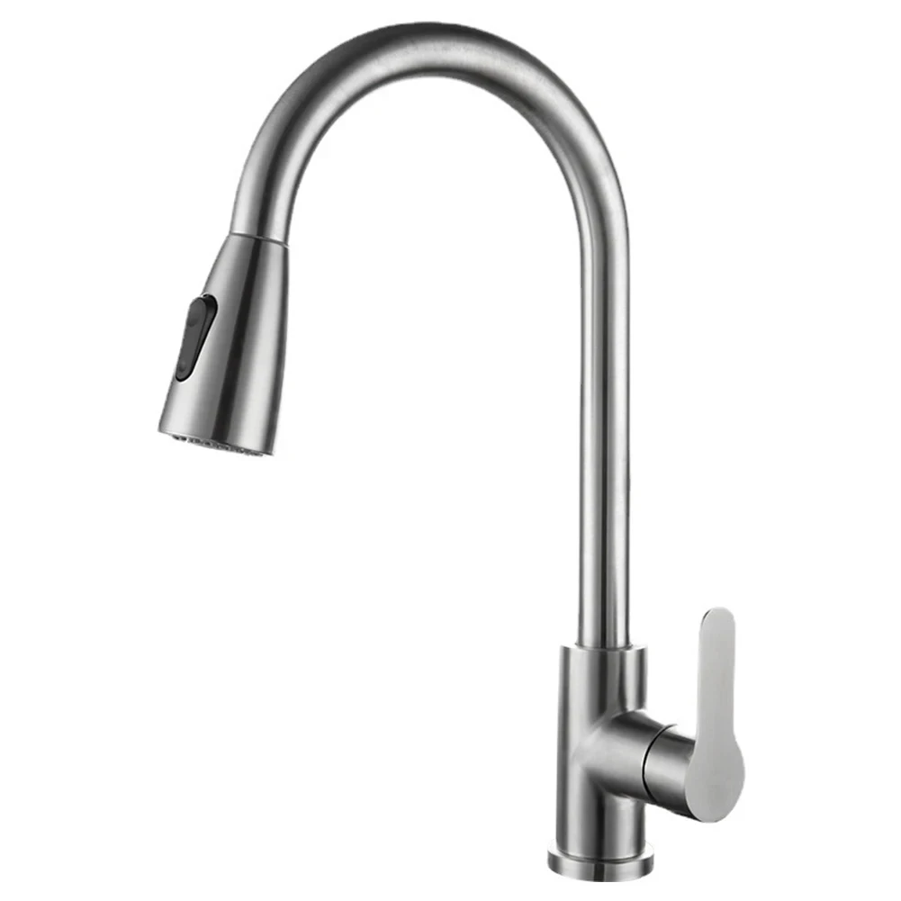 Brushed Nickel Kitchen Faucet Single Hole Pull Out Spout Kitchen Sink Mixer Tap Stream Sprayer Head Chrome/Black Mixer Tap