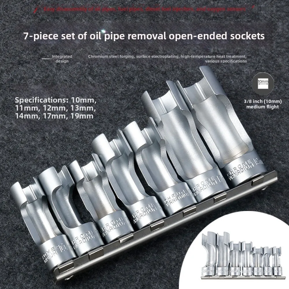 7pcs Diesel Injector Fuel Line Socket Wrench Open Oil Pipe Removal Sleeve Nut Socket Adapter Offset Wrench For Automotive