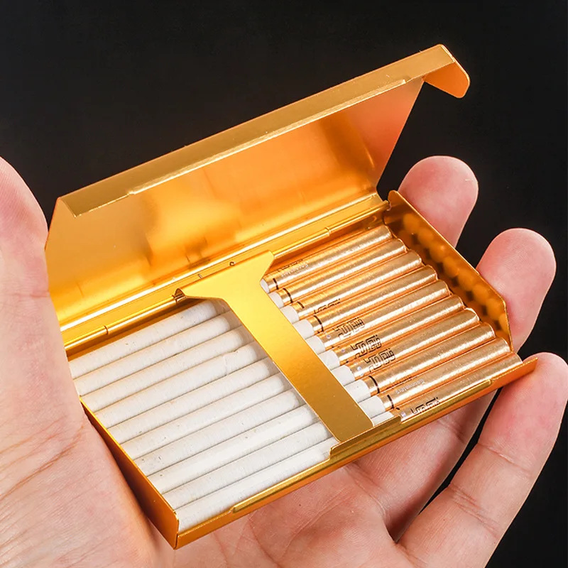 Metal Portable Long Cigarette Case Box Container Holder Slim Cigarette Box Case 20 Cigarette Storage Box Case Container