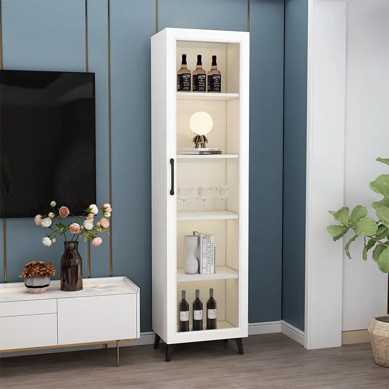 Simple narrow cabinet, crevice, dining edge, glass door, storage wine cabinet, living room corner storage cabinet, light luxury