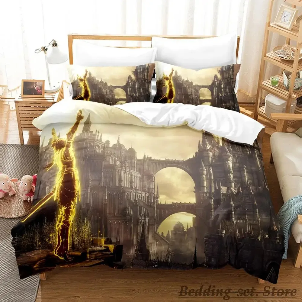 Parure de lit Dark Souls pour adultes et enfants, ensemble de literie, simple, double, pleine, reine, king size, chambre à coucher, housse de couette, anime, 2023