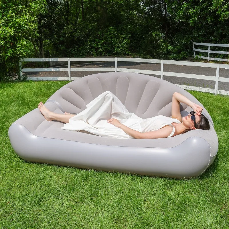 Thickened fleece inflatable large sofa, inflatable and foldable, convenient for storing the air mattress