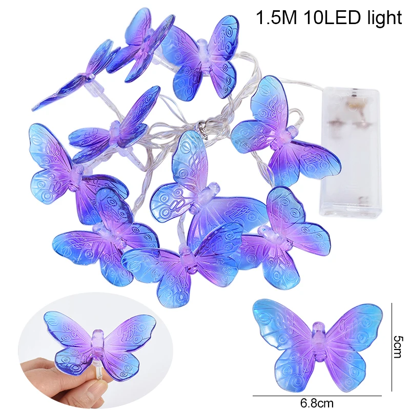 1.5M 10LED Butterfly Lights String Battery Outdoor Fairy Night Lamp Room Garland Curtain Girls Brithday Wedding Party Decoration