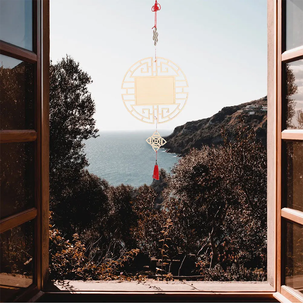 2 قطعة قلادة خشبية على الطراز الصيني شرائح خشبية غير مكتملة ذاتية الصنع مع ثقوب لوحة جدار مهرجان الربيع