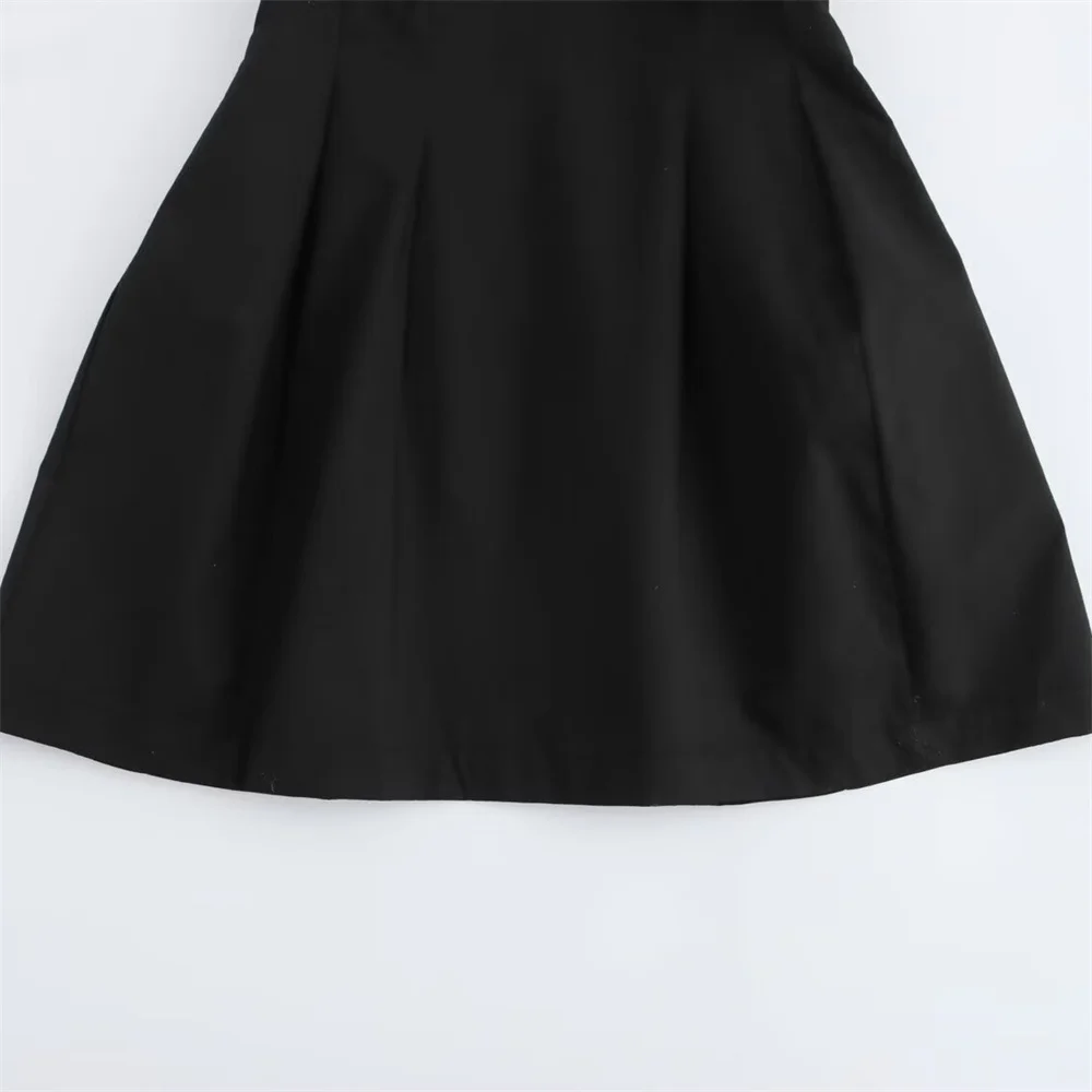 가을 신상품 여성 패션 심플 폴로 셔츠 칼라 긴팔 짧은 치마 와이드 마츠시타 스윙 드레스