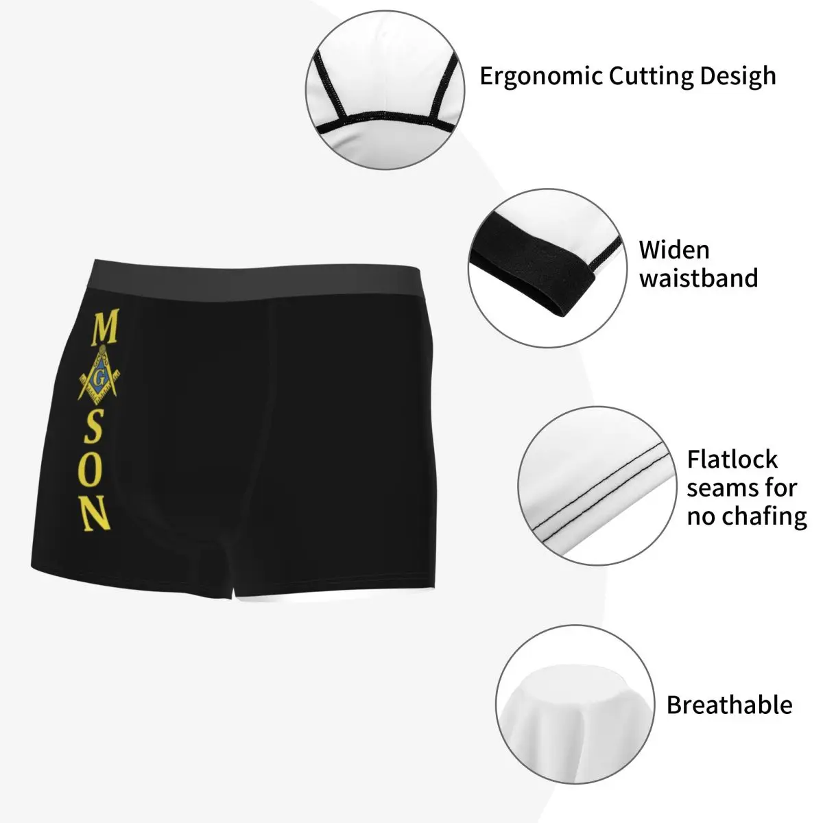 Ropa interior personalizada Mason para hombre, calzoncillos Boxer masónicos transpirables para masonería, pantalones cortos, bragas, calzoncillos suaves para hombre