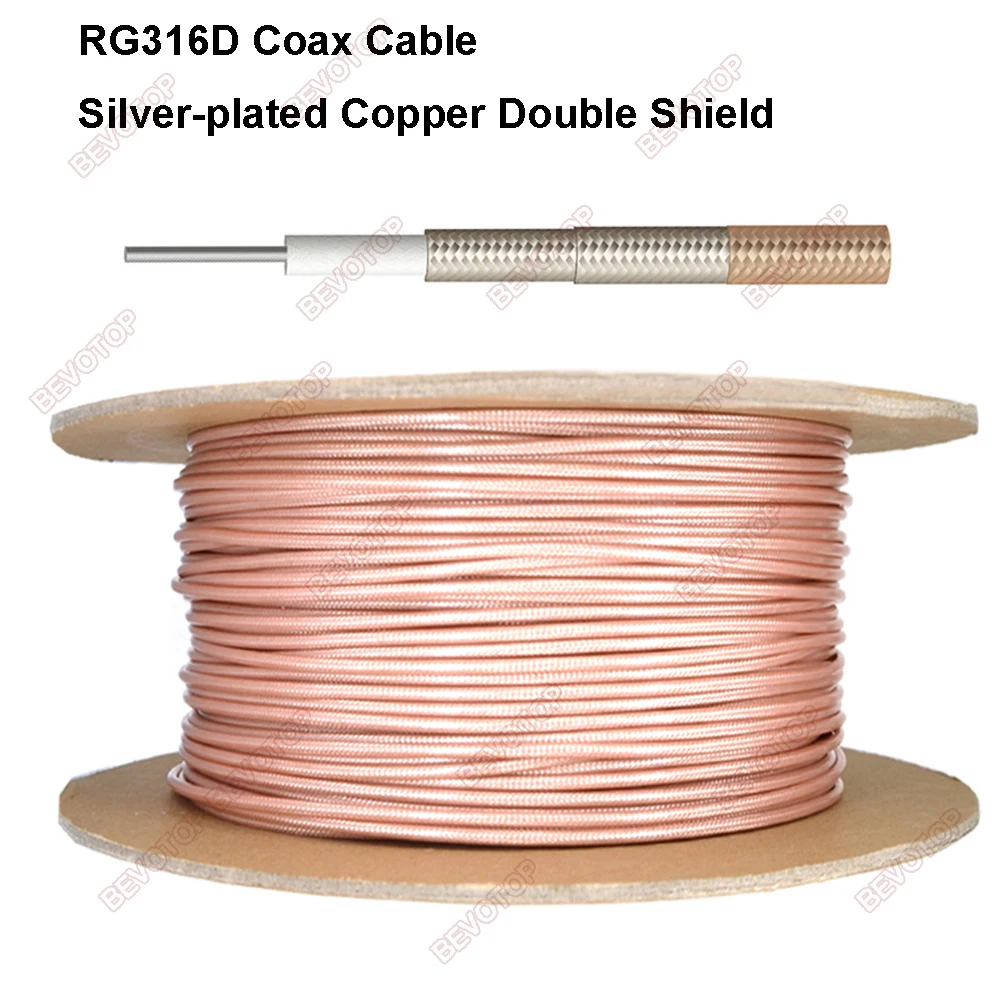 RG316D / RG316-Kabel, blau/weiß/schwarz/braun, RG-316 HF-Koaxialkabel, 50 Ohm, verlustarmer Pigtail-Jumper für Crimp-Lötanschluss