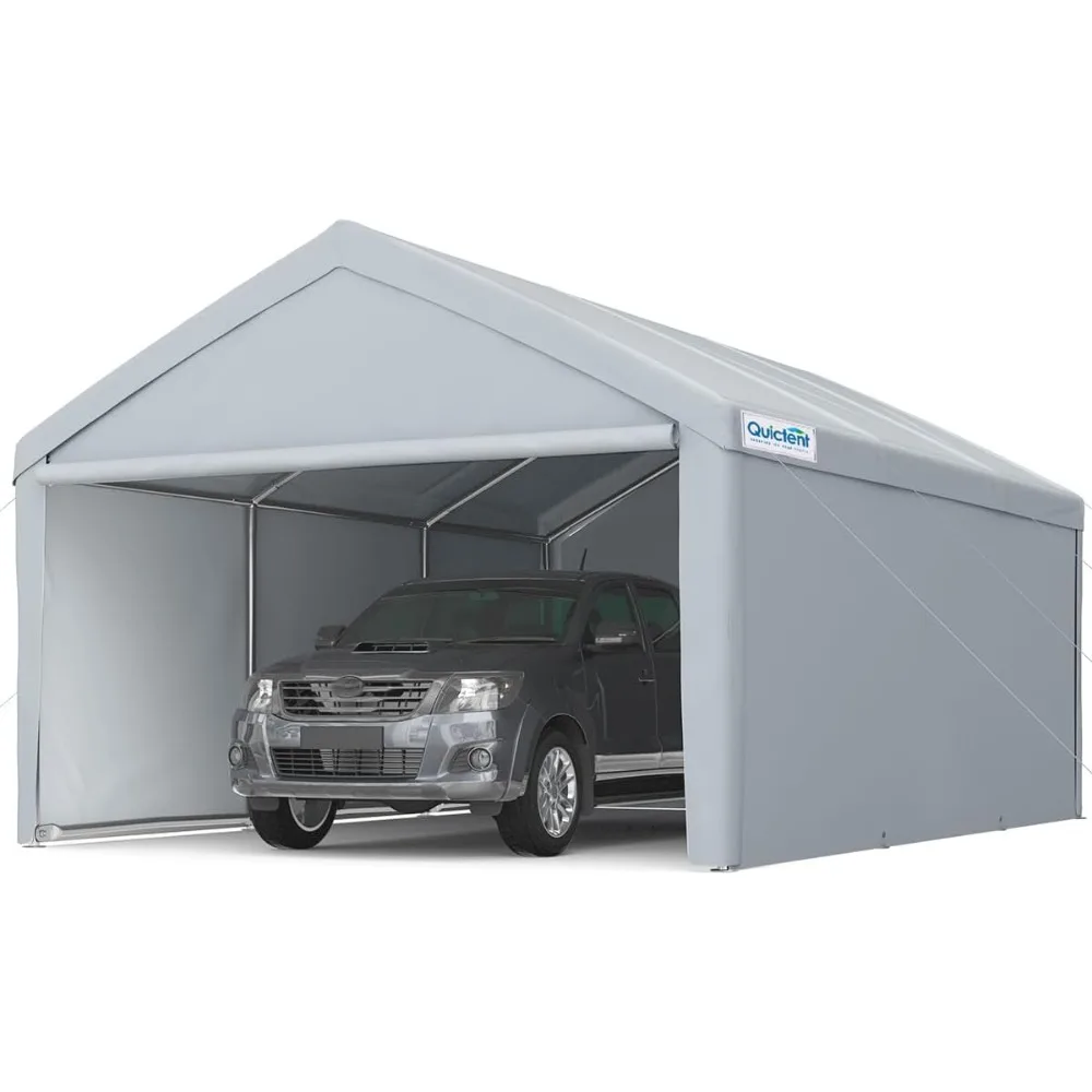 

13'X20' Heavy Duty Carport Galvanized Car Canopy Garage Outdoor Boat Shelter with Reinforced Frame - Silver Gray
