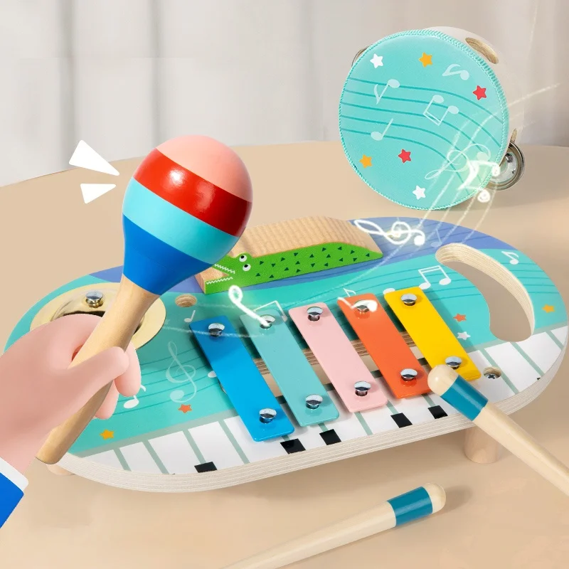 Tamborín para niños, campana de mano, tambor, instrumento musical de percusión, accesorios de baile de Xinjiang para guardería