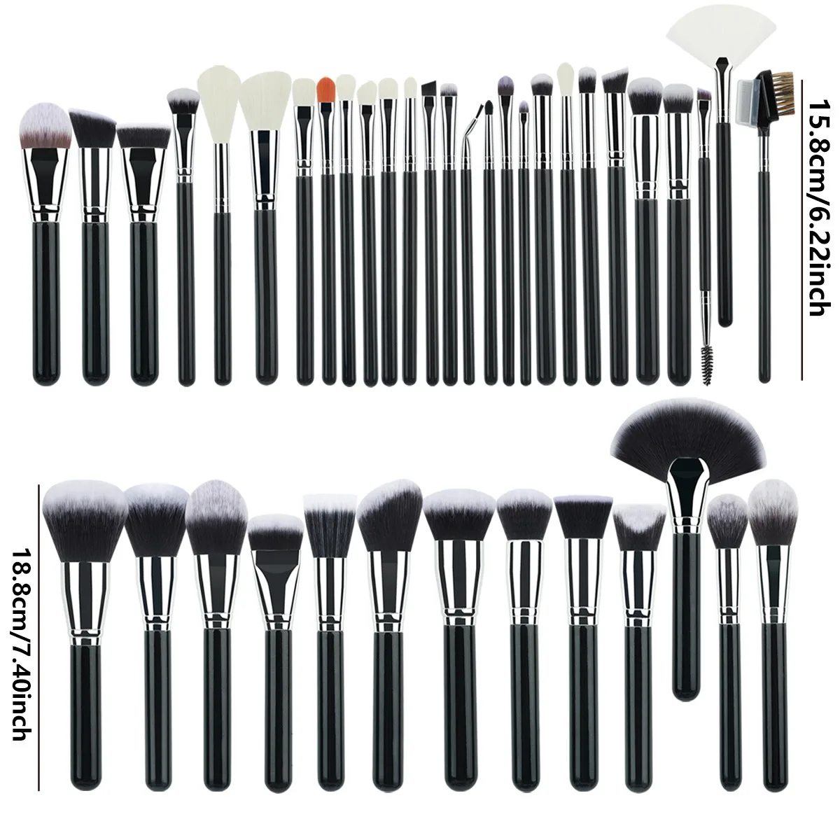 40pcs makeup brushes set high grade black and silver eyeshadow brushes complete set