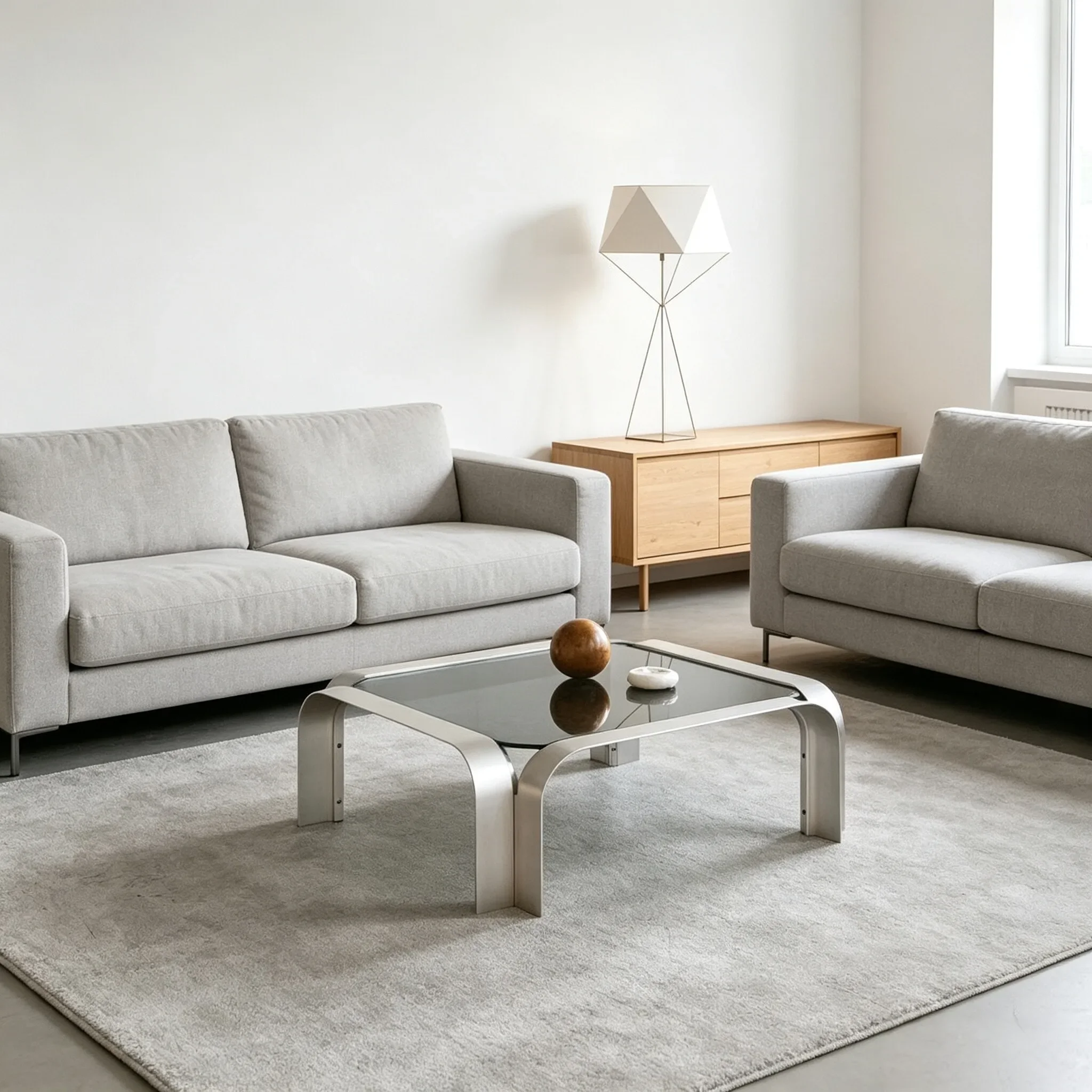 Stainless steel glass coffee table, tea table, family living room high-end tempered glass coffee table