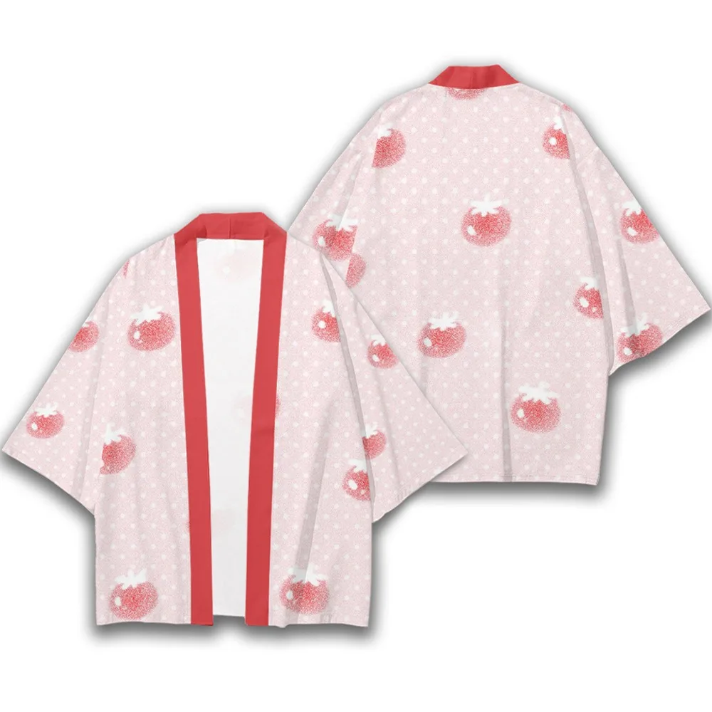 Hot Selling Fruit Feather Woven Cardigan Cape, Cat Digital Printed Wide Sleeves, Seven Quarter Sleeves, Kimono and Taoist Robe