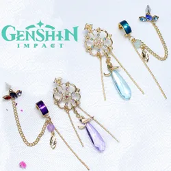 Game Genshin Impact Scaramouche Earrings Wanderer Kunikuzushi Cosplay Women Chain Pendant Ear Clips Studs Balladeer Jewelry Gift