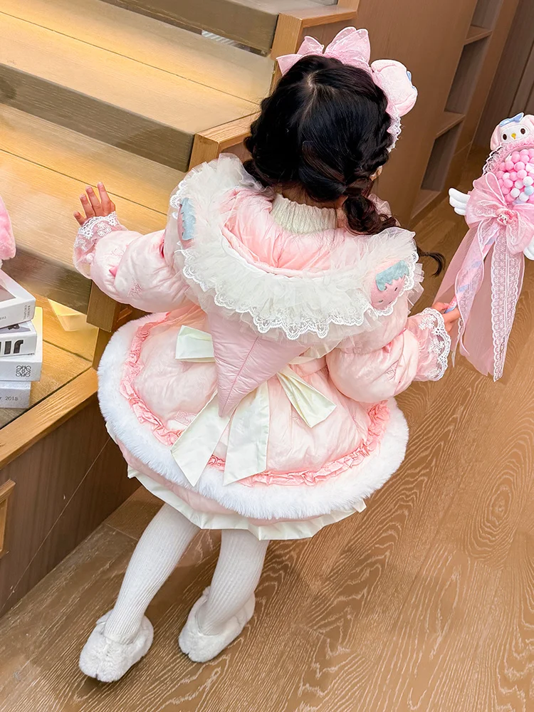 Płaszcz puchowy dla dziewczynek Princ Sle down Jaet, modny płaszcz średniej długości, ciepły, uroczy płaszcz Princ Wind Coat