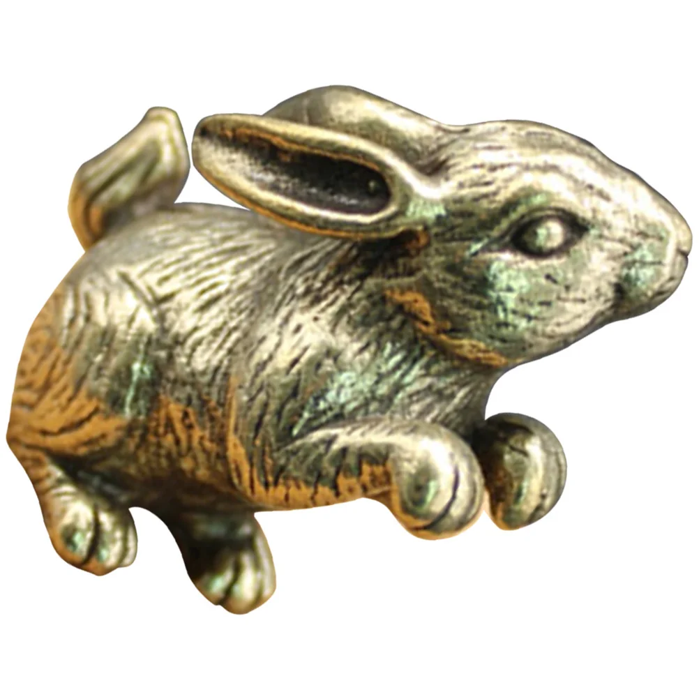 

Chinese Zodiac Rabbit Mini Statue Retro Brass Bunny Adornment Desktop Office Car Birthday Party Decor Brass Rabbit Statues