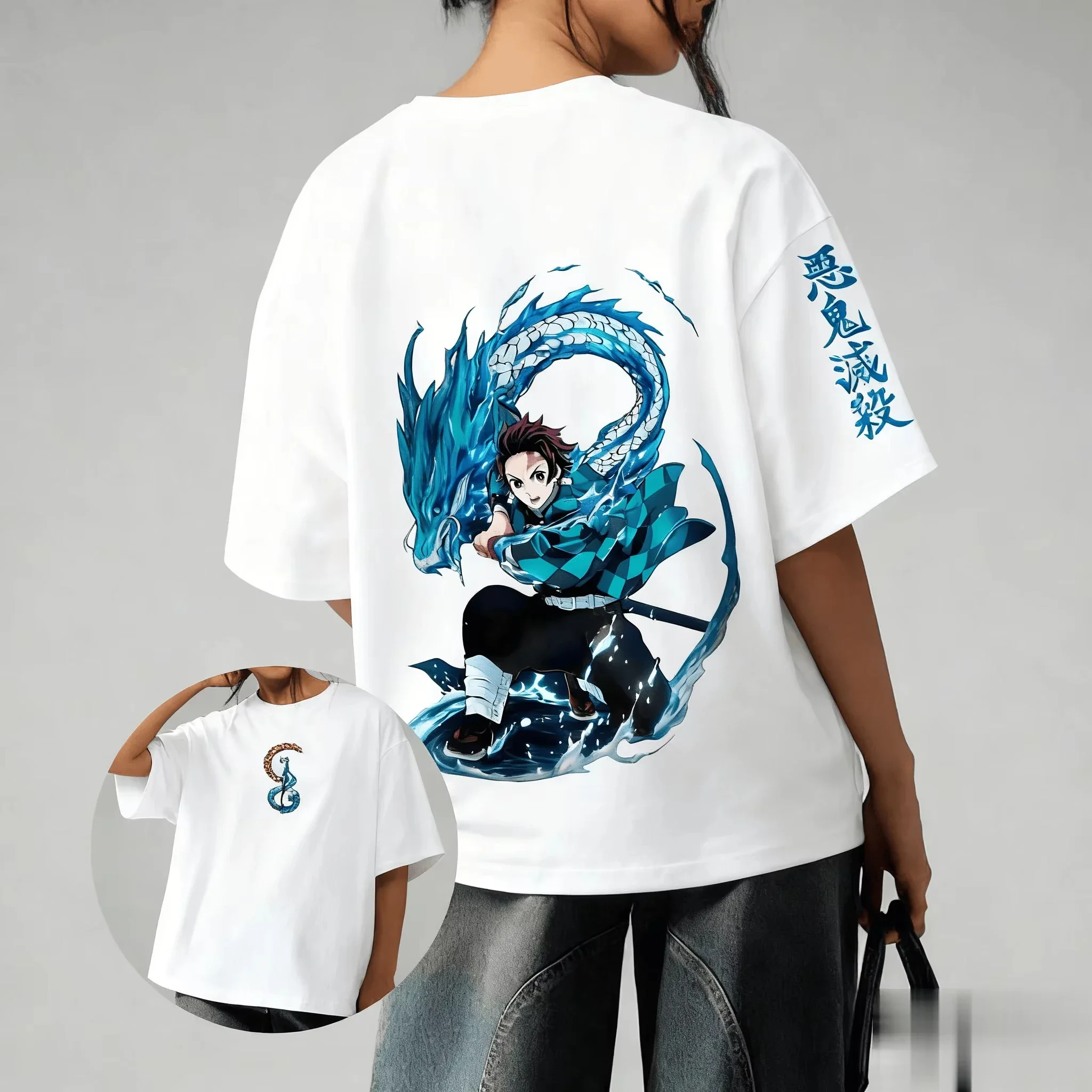 Demon Slayer Anime Creative New T-shirt 2026 Men's Autumn and Winter  Trendy Harajuku Loose Family Short Sleeved Top