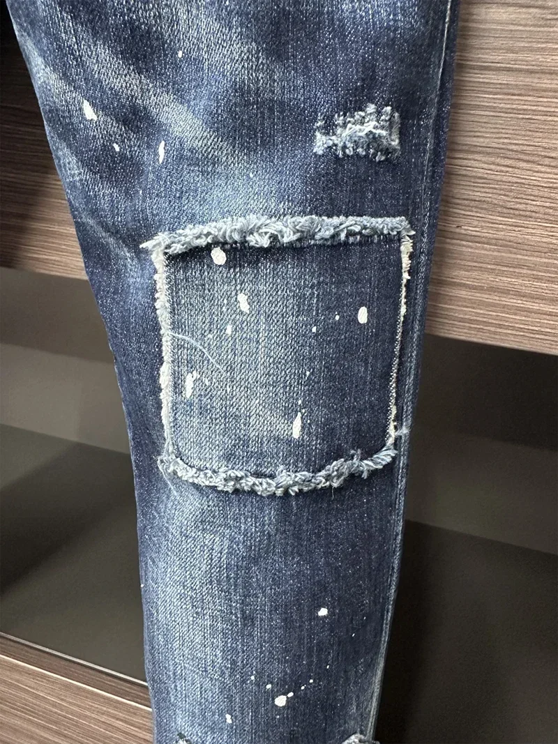 Modemarke d2 Männer Jeans Jeans hose schlanke Bleistift hose Metall knöpfe Party Klassiker Coolguy Blue DSQ2 Jenas für Männer 9906