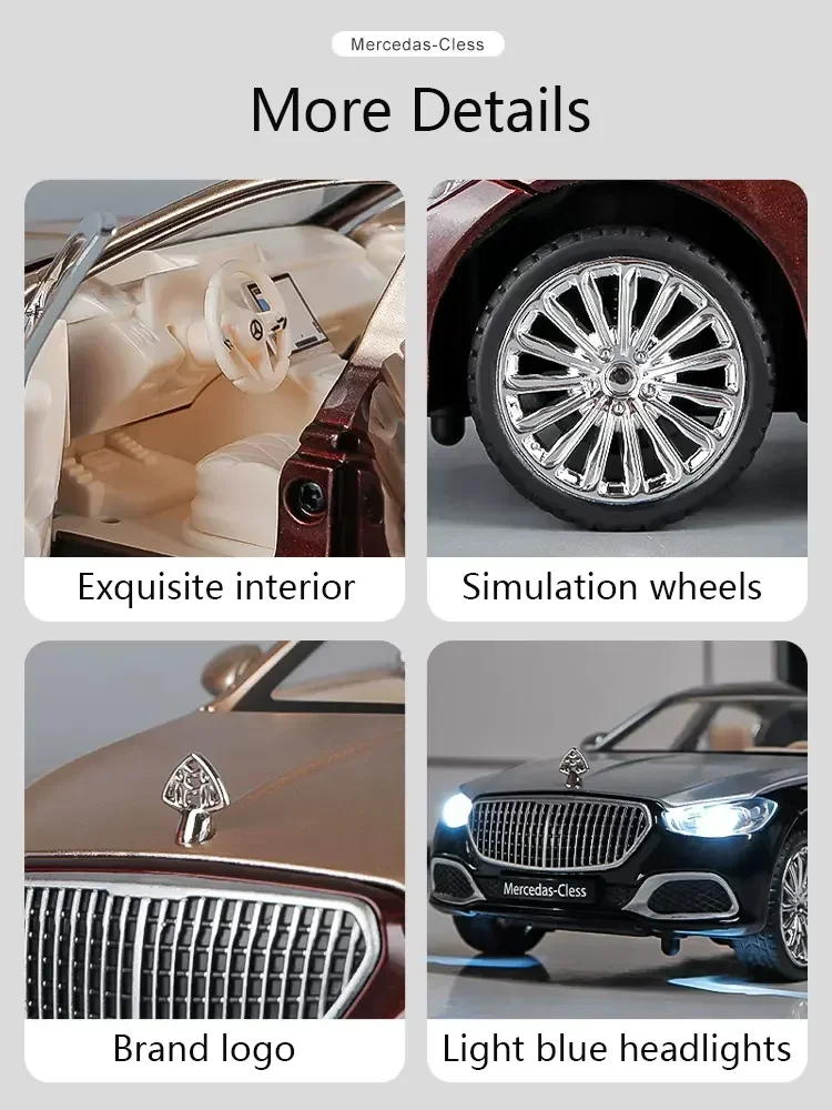 Neue antike Simulation Benz Maybach S680 Legierung Auto Modell Sound und Licht zurückziehen Spielzeug auto Druckguss Jungen Sammlung Dekoration Geschenk