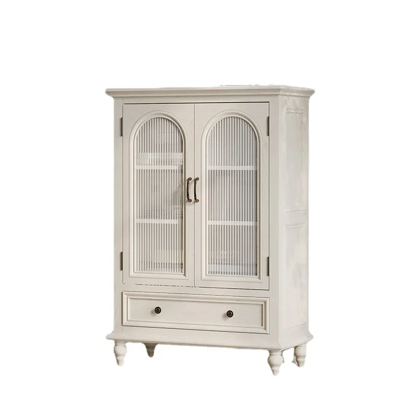 

Qf Solid Wood Arch Wine Cabinet Small Apartment Low Cabinet Locker Integrated Wall