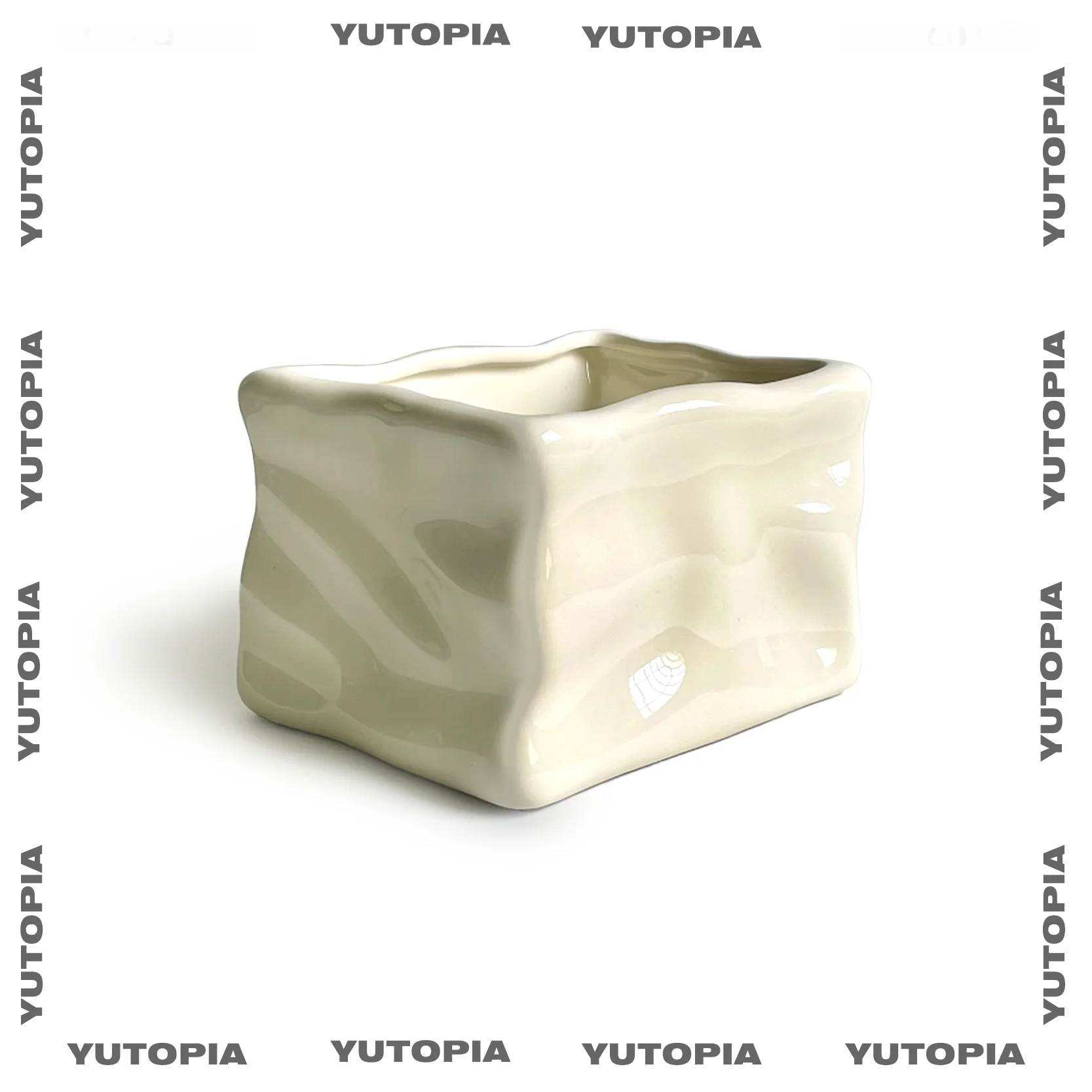 

Yuxuan Ceramic Storage Box Office Desktop Remote Control Organizer Pen Holder Cream Style Square Shape Universal Use