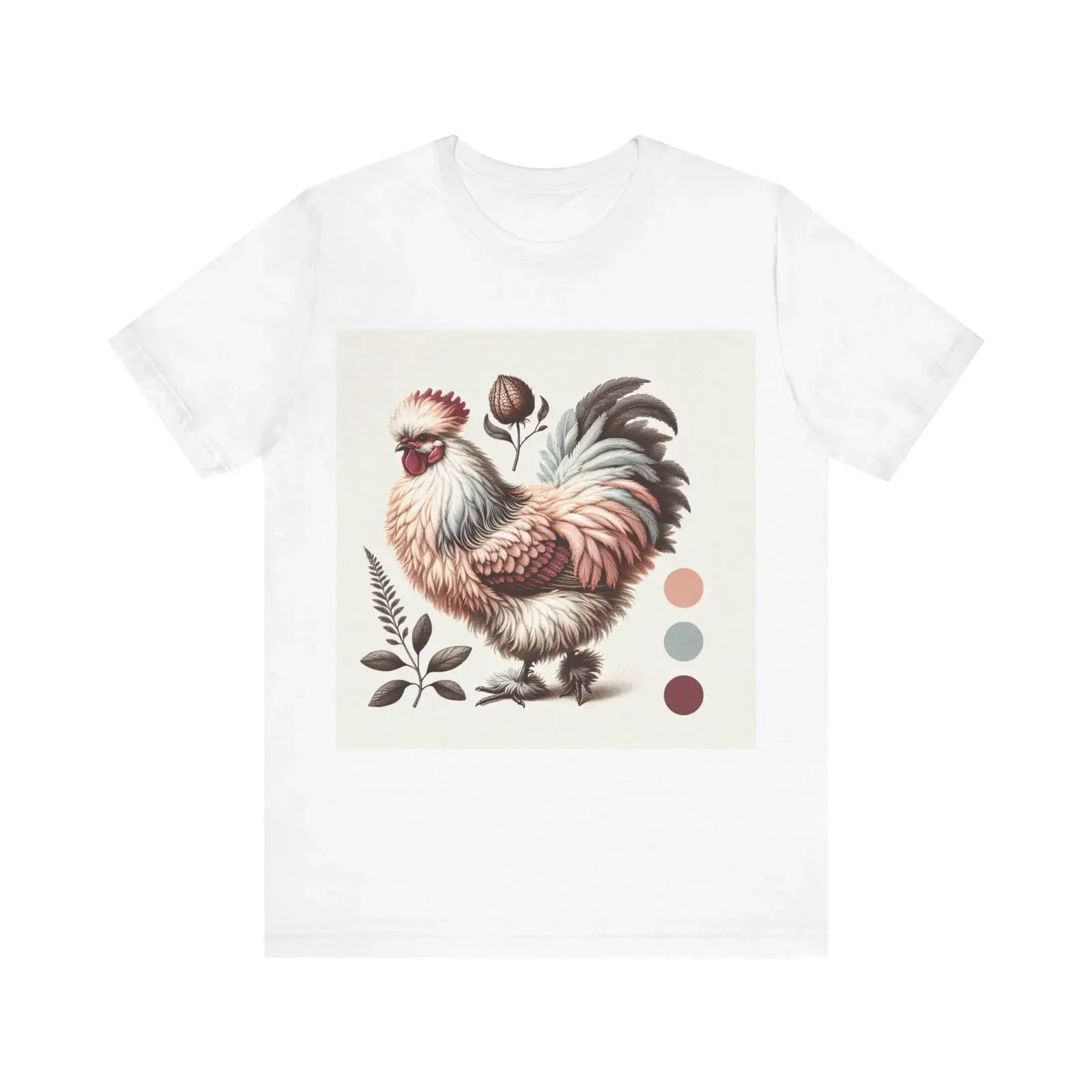 Silkie Chicken T Shirt Vintage Botanical for Backyard Keeper Crazy Lady  vintage Washed Comfortable Stretched Stylish Versatile