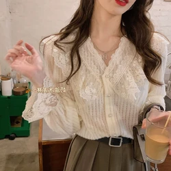 V-neck Lace Shirt Women's Shirt Small Base Shirt Top