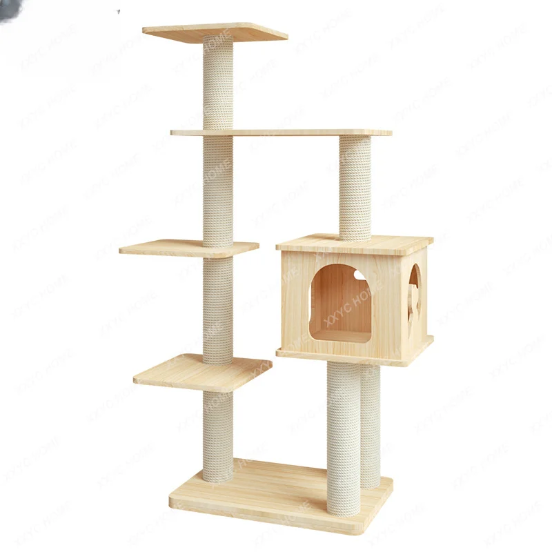 Cat Climbing Frame Solid Wood Sisal Cat Toy Large Claw Grinding Artifact Fitness Cat Column Does Not Cover an Area of Small One