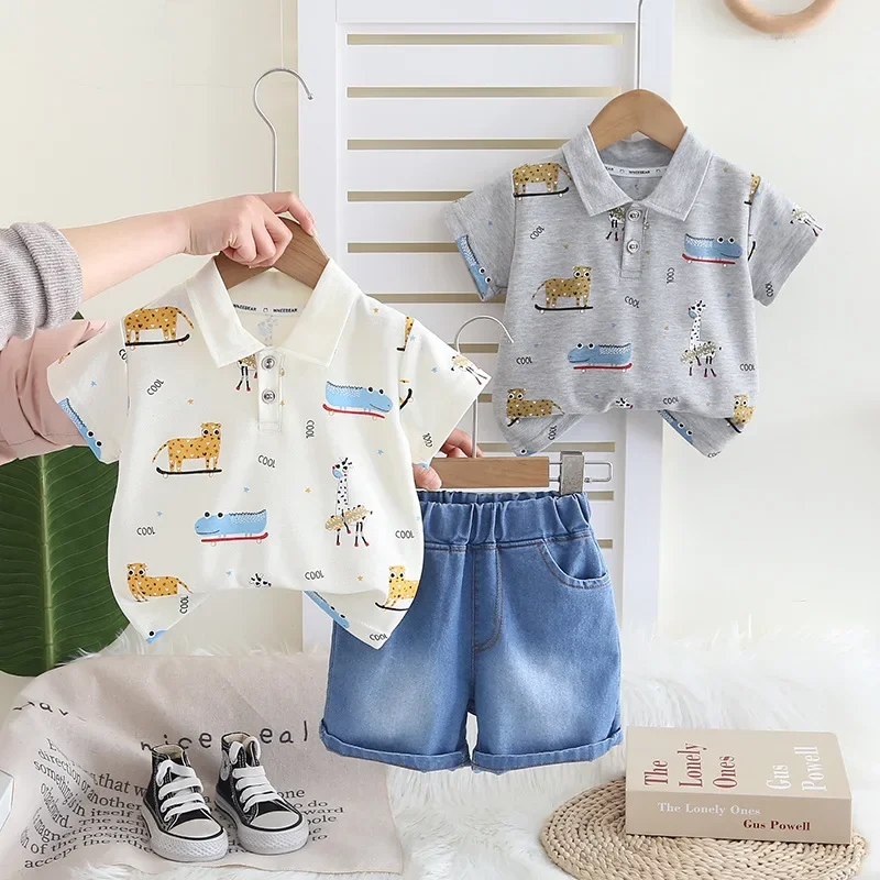 

New Summer Baby Clothes Suit Children Boys Short Sleeved T-Shirt Shorts 2Pcs/Sets Infant Casual Cartoon Costume Kids Tracksuits