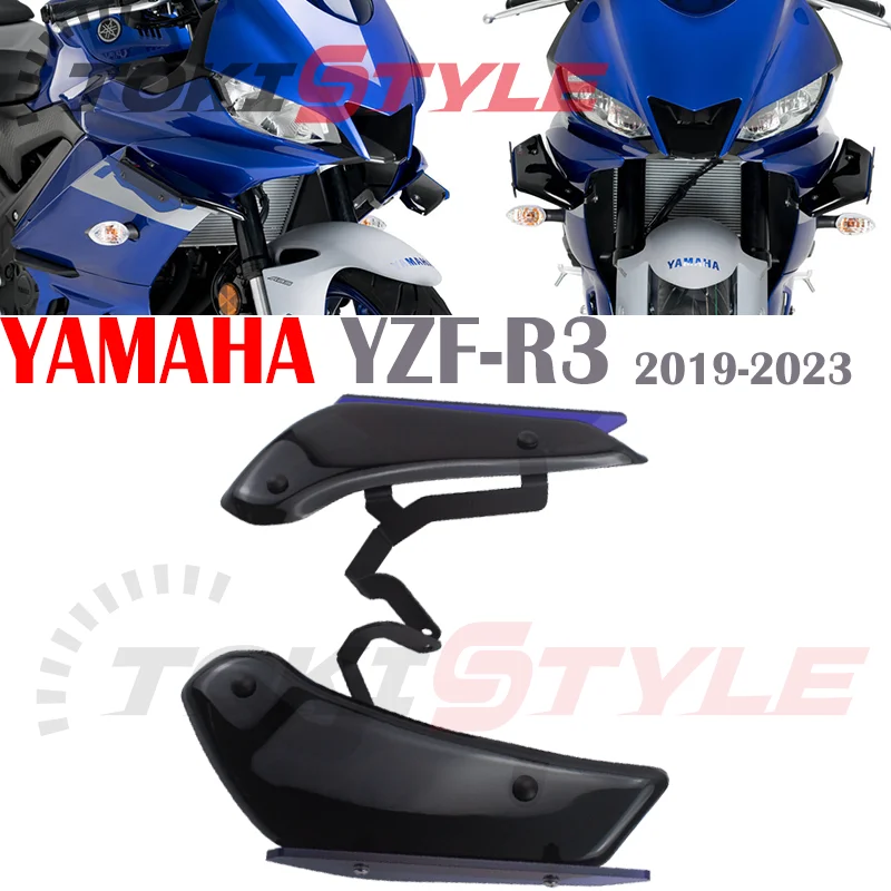 Motorcycle Front Light Cowl Side Winglet Wind Fin Spoiler Trim Cover Fit for YAMAHA NEW YZF-R3 2019 2020 2021 2022 2023