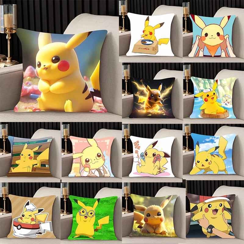 

Pillow Cover Pikachu room bedroomo office coffee shop car Dakimakura Throw Pillows iving room Pillowcase Kawaii Home Decor style