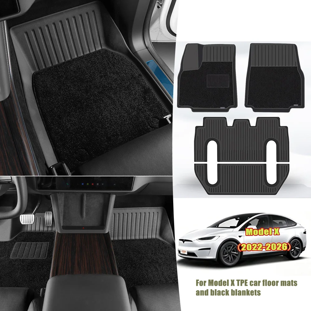 For 2021 2022 2023 Tesla Model X Dedicated TPE Floor Mats Full Coverage Anti Skid Car Interior Accessories Compatible With 5