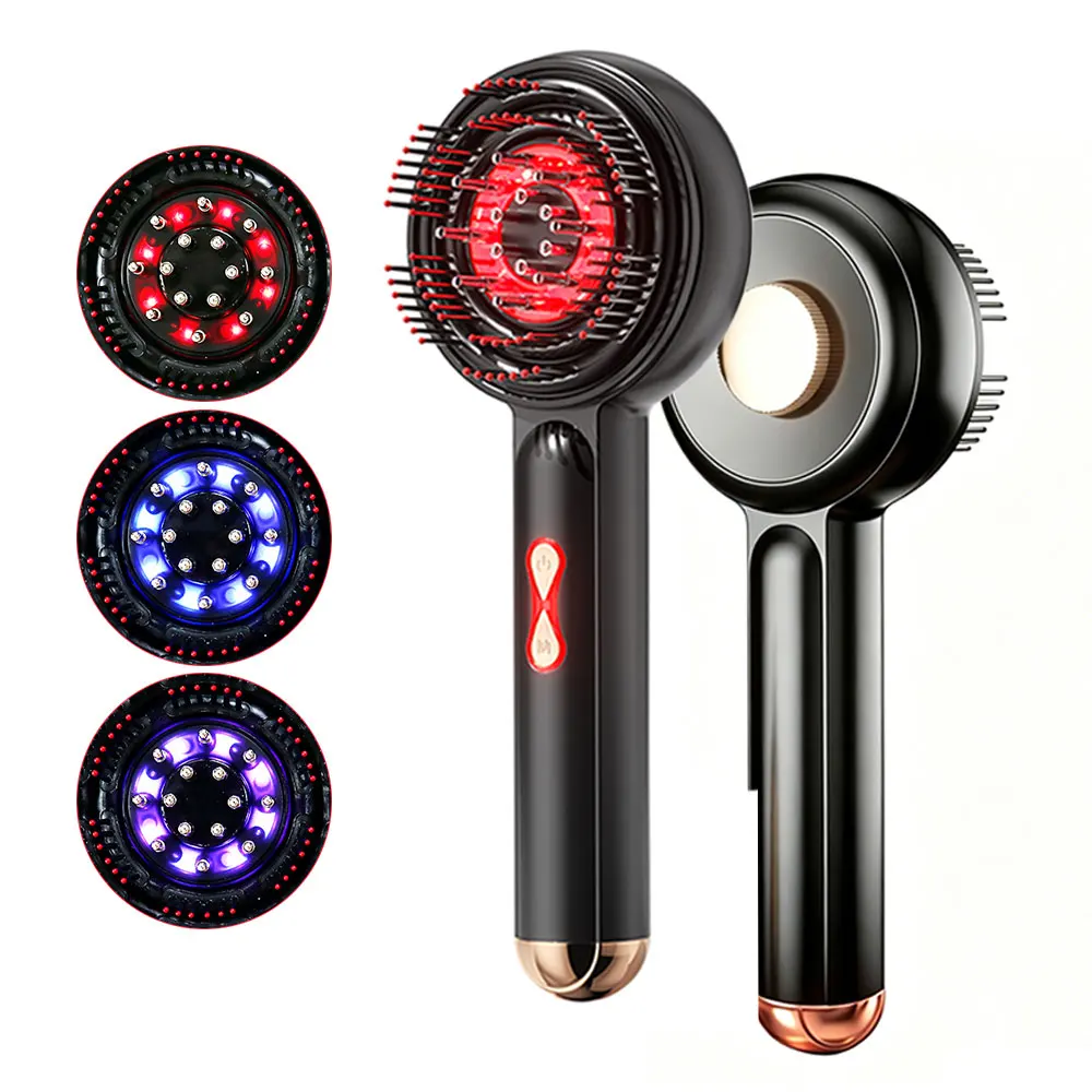Electric Scalp Massager Comb Hair Growth Micro-Current Red Blue Light Anti-Hair Loss Treatment Oil Applicator Kneading Relax