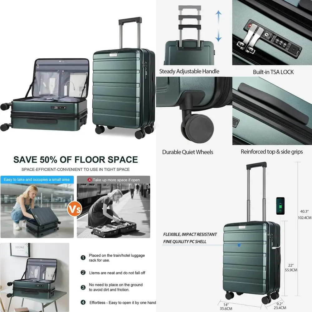 

Расширяемый чемодан с твердым корпусом с верхней загрузкой и вращающимися колесами, большая вместимость, встроенный замок TSA, прочный чемодан для путешествий