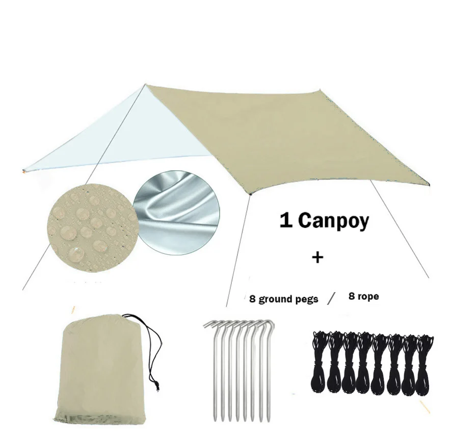 Waterproof Tarp Tent for Ultralight Garden Canopy Sunshade, Outdoor Camping Hammock Beach Sun Shelter