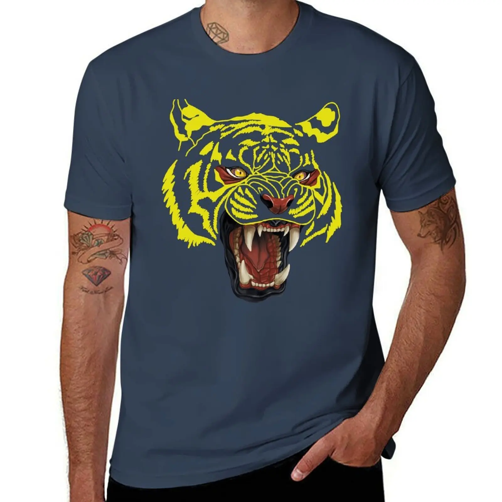 

tiger Yellow T-Shirt Modern Print Casual T-Shirt