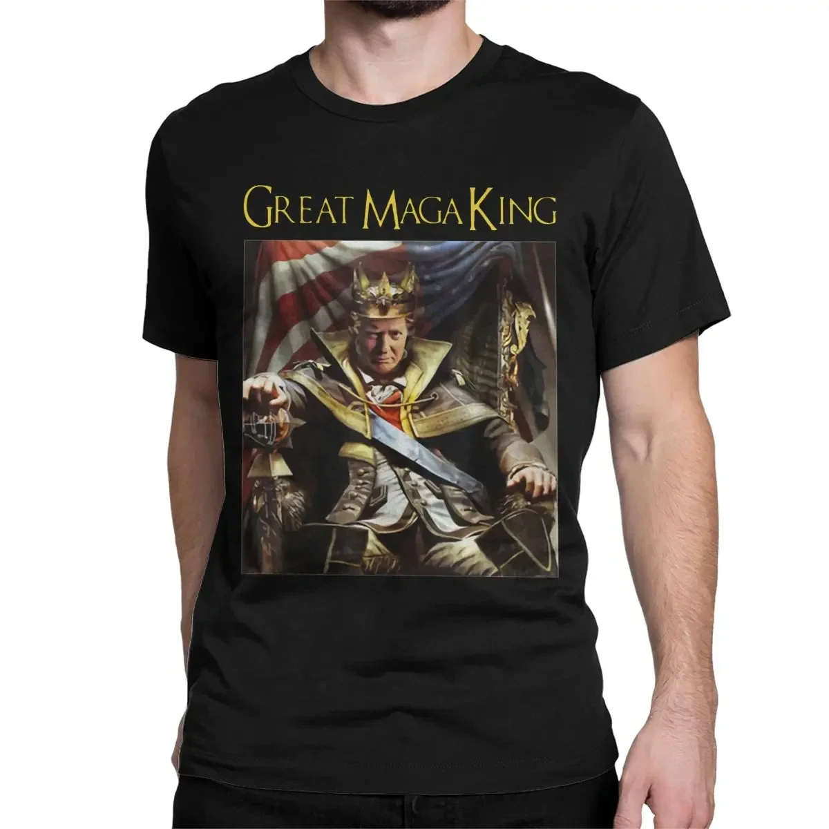 The Great Ultra Maga King Funny Trump Men Women T Shirts Funny Tee Shirt Round Collar T-Shirts Pure Cotton Printed TopsAnime Gra