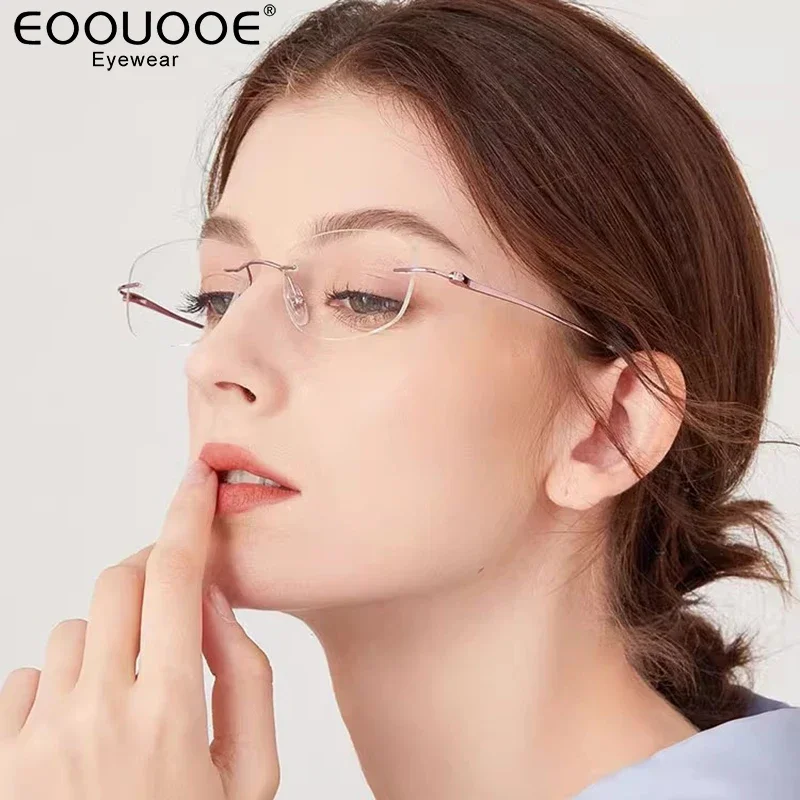 

52mm Women Titanium Glasses Women's Eyeglasses Frame Prescription Myopia Rimless Glasses 5g Weight