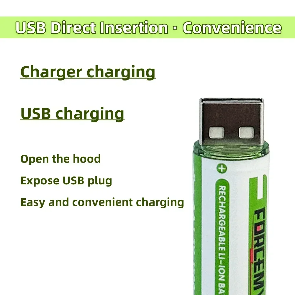 AA No. 5 1.5V 1500mWh Li-ion Battery, USB Direct plug-in Fast Charging Suitable For Door Lock Remote Control Microphone
