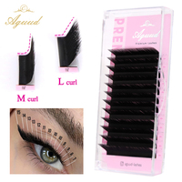 AGUUD All Size L/M/LC/LD/L+/LU Curl False Eyelash Extension Matte Black Natural Soft Faux Lashes For Makeup Individual Eyelashes