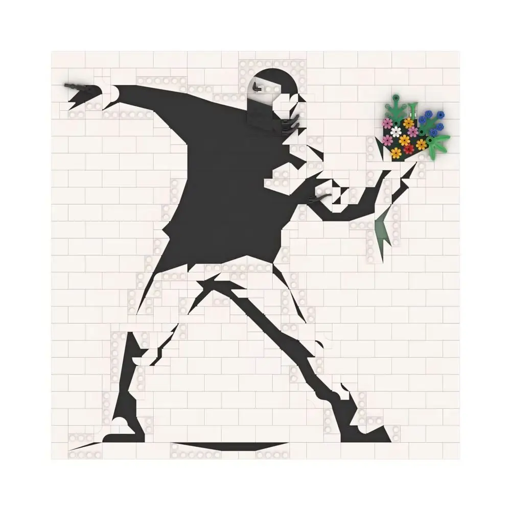 

MOC-228358 Banksys Flower Throw Building Blocks Model Banksys Flower Throw Creative Art Postcard Bricks Assembly Toys Kids Gifts