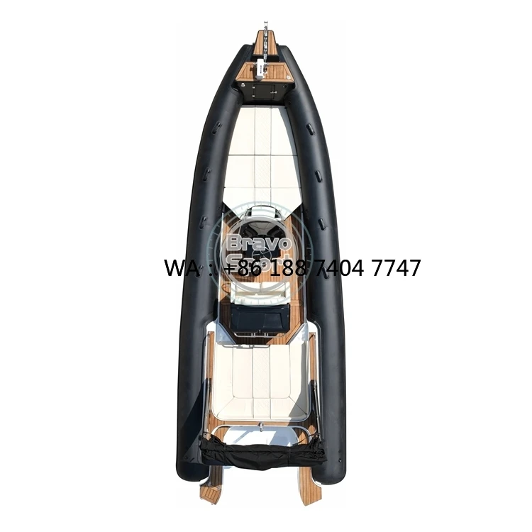 28ft Luxury Inflatable Boat High Speed 8.6m RIB Boat Hypalon Super Yachts with Outboard Motor and T-top