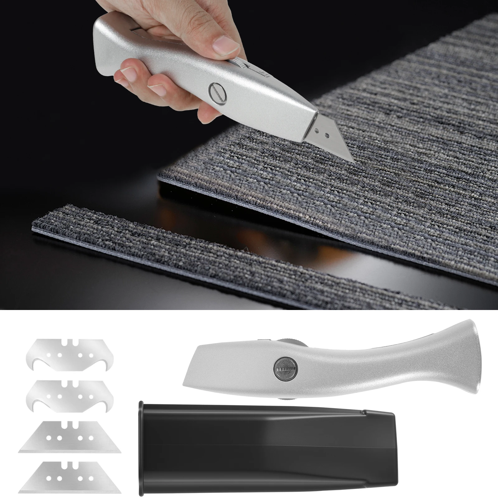 

Multi-functional Carpets Cutting Knives Heavy Duty Carpet Knife Set Aluminium Alloy Carpet Cutter for Craft Activities Craftsmen