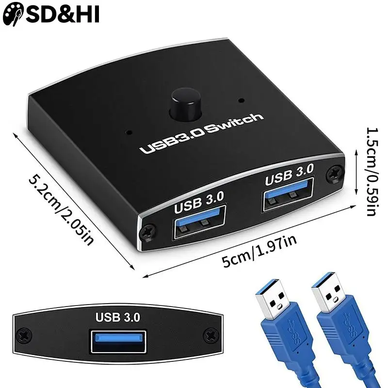 1Pc USB 3.0 Switch Selector Switch 5Gbps 2 In 1 Out USB Switch USB 3.0 Two-Way Sharer Voor Printer Keyboard Mouse Share