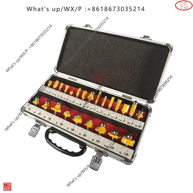 24-Piece woodworking opening forming splicing and tenon combination milling cutter trimming machine  r 1/4 handle milling cutter