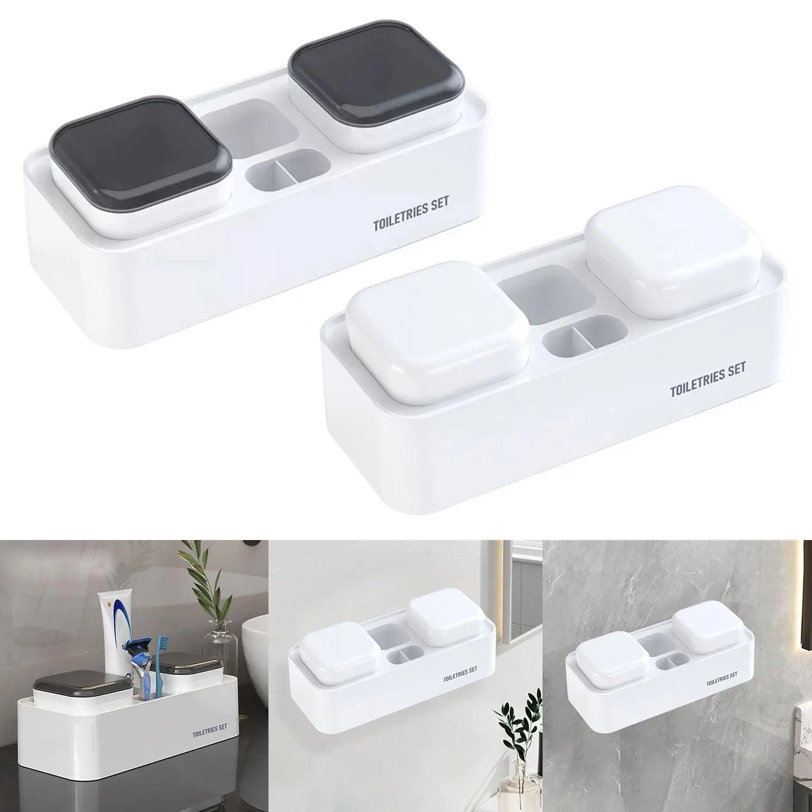 Soporte para cepillos de dientes, almacenamiento de pasta de dientes, artículos de tocador, fácil de instalar, Simple, estable, montado en la pared con taza para ducha, sala de lavado y hogar