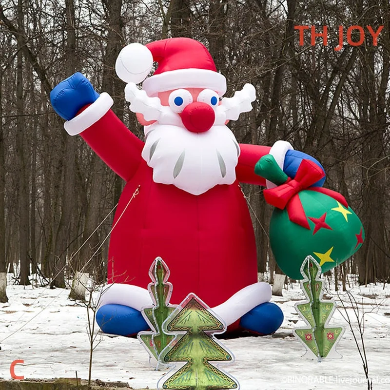 fast air ship to door, Christmas Man Inflatable Character Santa Claus, outdoor Advertising santa claus Inflatables with gift bag