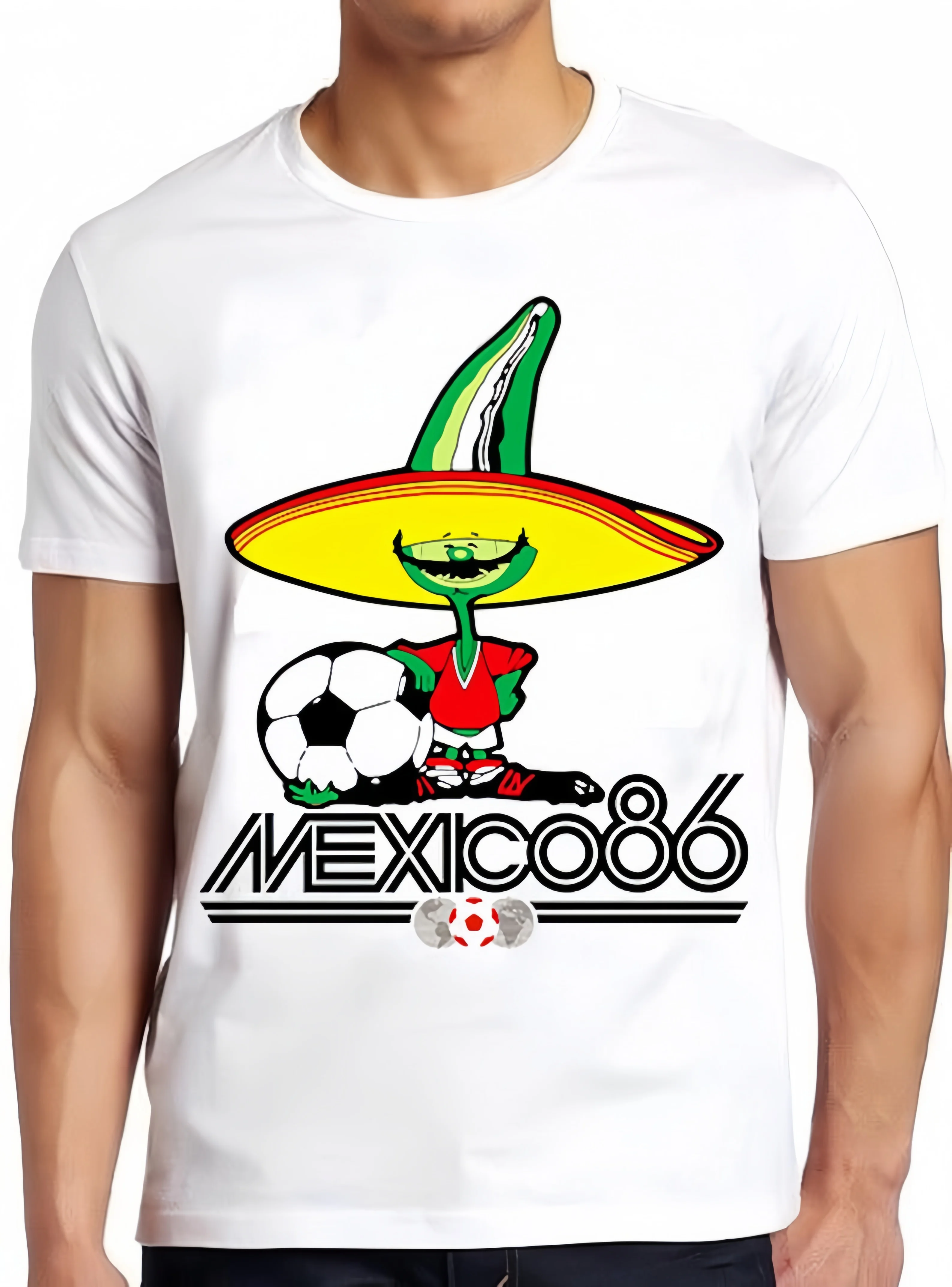 2025 Short-sleeved T-shirts 86 World Soccer Tournament, top selling retro funny gift T-shirts for children in 1980s and 1990s.