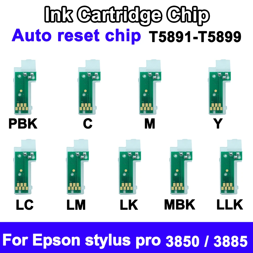 9 Colors T5891-T5899 Ink Cartridge Chips For Epson Stylus Pro 3850 3885 Permanent Chip ARC auto reset chip